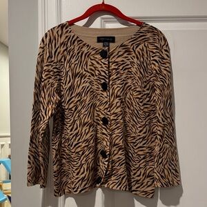 Cable & Gauge Zebra Print Cardigan in Brown and Black